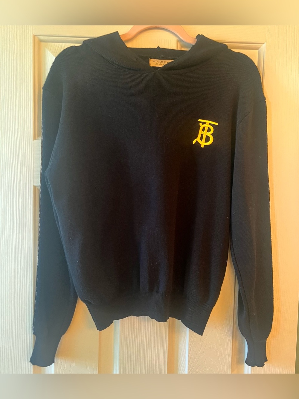 Burberry | Classic Black Sweater Sweatshirt Hoodie  Top Yellow TB Logo Women’s